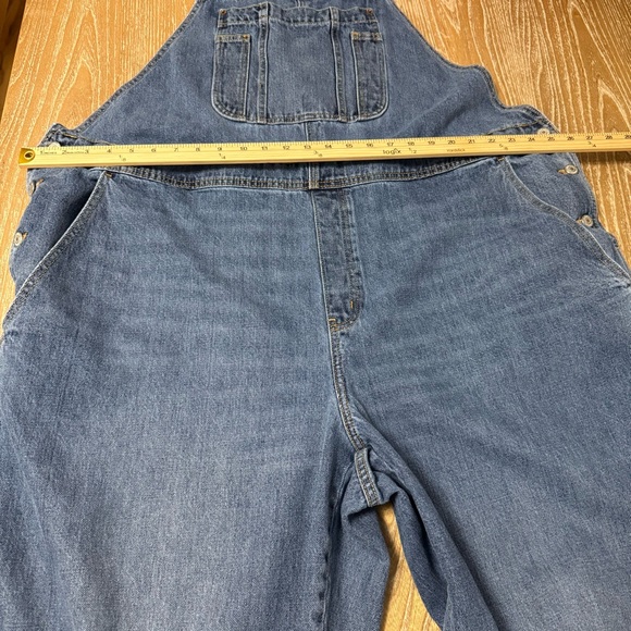Old Navy Baggy Wide Leg Distressed Denim Bib Overalls Women’s Plus Size 24 Blue - Picture 6 of 9